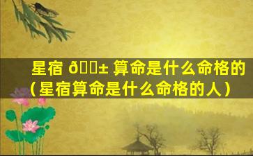星宿 🐱 算命是什么命格的（星宿算命是什么命格的人）